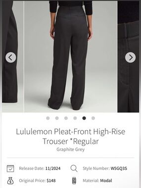 lululemon athletica Pleat-Front High-Rise Trousers — Graphite Grey